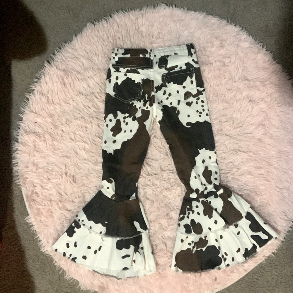 Girls cow print bell bottoms
